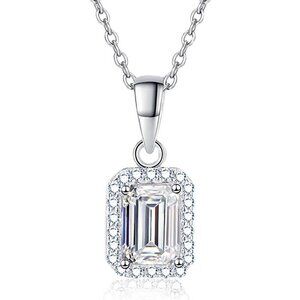 Certified 1ct. t.w. Moissanite jewelry Set Halo Emerald radiant cut jewelry